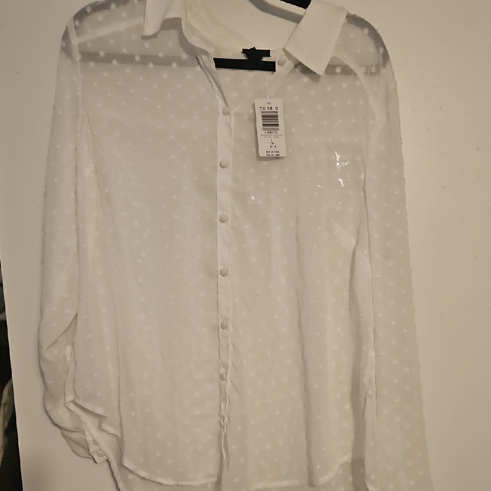 White Sheer Button Down Shirt
